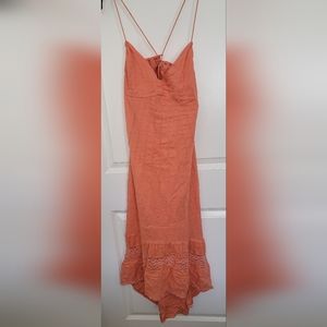 Peach high low sundress, Large, Cotton